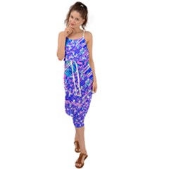 Root Humanity Bar And Qr Code Combo In Purple And Blue Waist Tie Cover Up Chiffon Dress by WetdryvacsLair