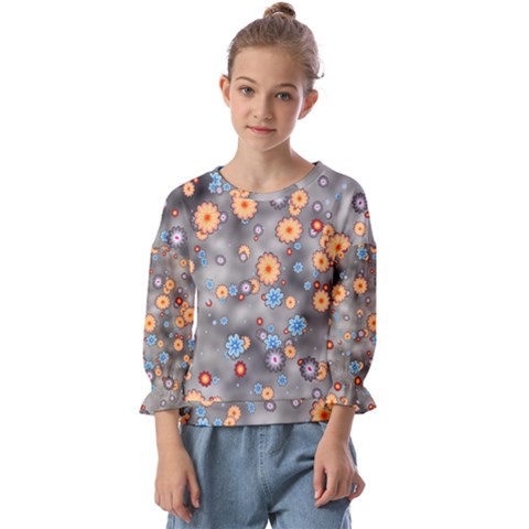 Flower Bomb 12 Kids  Cuff Sleeve Top by PatternFactory