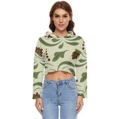 Folk Flowers Pattern  Women s Lightweight Cropped Hoodie by Eskimos