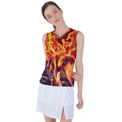 Fire-burn-charcoal-flame-heat-hot Women s Sleeveless Sports Top by Sapixe