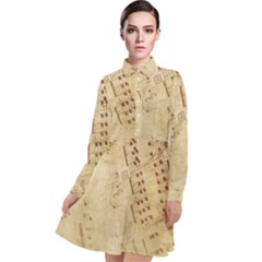 Music-melody-old-fashioned Long Sleeve Chiffon Shirt Dress by Sapixe