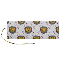 Lion Heads Pattern Design Doodle Roll Up Canvas Pencil Holder (m) by Sapixe