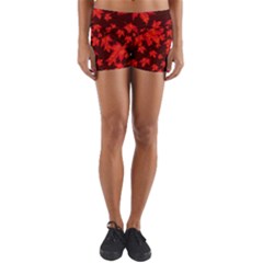 Red Oak And Maple Leaves Yoga Shorts by Daria3107