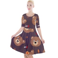 Bears-vector-free-seamless-pattern1 Quarter Sleeve A-line Dress by webstylecreations