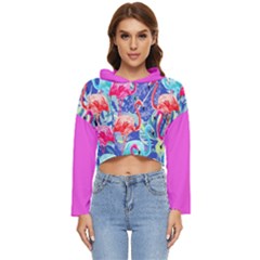 Flamingo2 Women s Lightweight Cropped Hoodie by flowerland