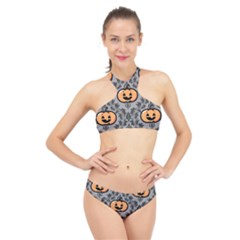 Pumpkin Pattern High Neck Bikini Set by NerdySparkleGoth