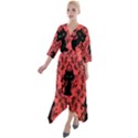 Cat Pattern Quarter Sleeve Wrap Front Maxi Dress View1