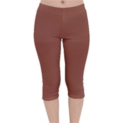 Burnt Sienna Velvet Capri Leggings  by kiernankallan