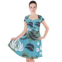 Folk Flowers Pattern Floral Surface Cap Sleeve Midi Dress by Eskimos