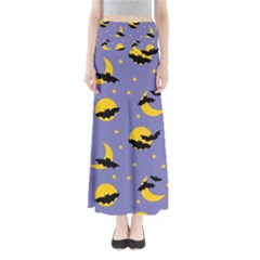 Bats With Yellow Moon Full Length Maxi Skirt by SychEva