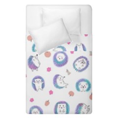 Cute And Funny Purple Hedgehogs On A White Background Duvet Cover Double Side (single Size) by SychEva