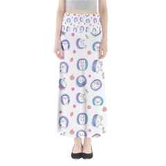 Cute And Funny Purple Hedgehogs On A White Background Full Length Maxi Skirt by SychEva