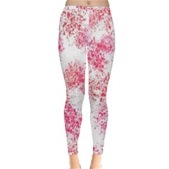 Red Splashes On A White Background Inside Out Leggings by SychEva