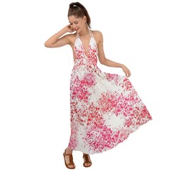 Red Splashes On A White Background Backless Maxi Beach Dress by SychEva