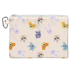 Funny Animal Faces With Glasses Cat Dog Hare Canvas Cosmetic Bag (xl) by SychEva