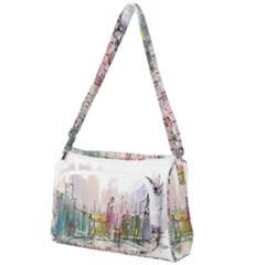 Drawing-watercolor-painting-city Front Pocket Crossbody Bag by Sudhe