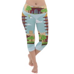 China-landmark-landscape-chinese Lightweight Velour Capri Yoga Leggings by Sudhe