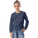 Blue Stripes On Dark Background Kids  Long Sleeve Tee with Frill  View1