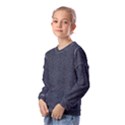 Blue Stripes On Dark Background Kids  Long Sleeve Tee with Frill  View2