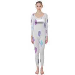 Purple And Blue Cacti Long Sleeve Catsuit by SychEva