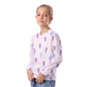 Purple And Blue Cacti Kids  Long Sleeve Tee with Frill  View2