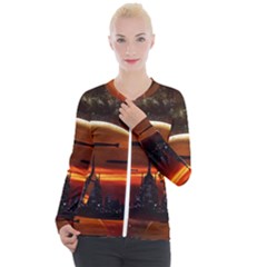 Science-fiction-digital-illustration Casual Zip Up Jacket by Sudhe