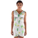 Green Cacti With Sun Wrap Front Bodycon Dress View1