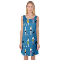 Girls Walk With Their Dogs Sleeveless Satin Nightdress by SychEva