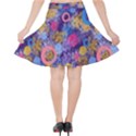 Multicolored Splashes And Watercolor Circles On A Dark Background Velvet High Waist Skirt View2