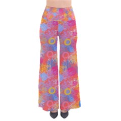 Multicolored Splashes And Watercolor Circles On A Dark Background So Vintage Palazzo Pants by SychEva