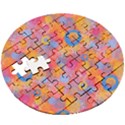 Multicolored Splashes And Watercolor Circles On A Dark Background Wooden Puzzle Round View3