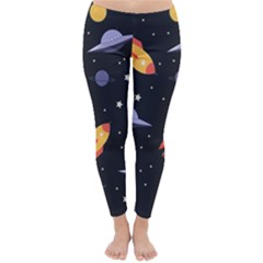 Cosmos Rockets Spaceships Ufos Classic Winter Leggings by Amaryn4rt