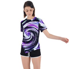 Canvas-acrylic-digital-design Asymmetrical Short Sleeve Sports Tee by Amaryn4rt