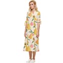 Yellow Juicy Pears And Apricots Bow Sleeve Chiffon Midi Dress View2