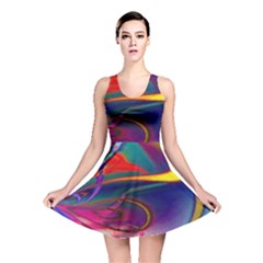 Colorful Rainbow Modern Paint Pattern 13 Reversible Skater Dress by DinkovaArt