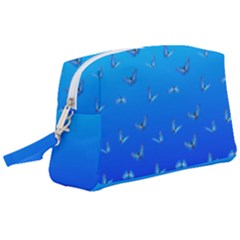 Butterflies At Blue, Two Color Tone Gradient Wristlet Pouch Bag (large) by Casemiro