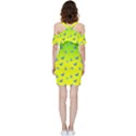 Blue Butterflies at yellow and green, two color tone gradient Shoulder Frill Bodycon Summer Dress View4