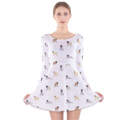 Funny Pugs Long Sleeve Velvet Skater Dress by SychEva