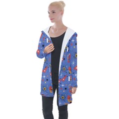 Blue 50s Longline Hooded Cardigan by NerdySparkleGoth