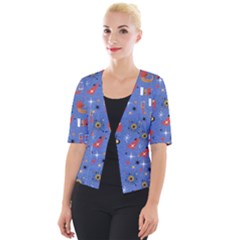 Blue 50s Cropped Button Cardigan by NerdySparkleGoth