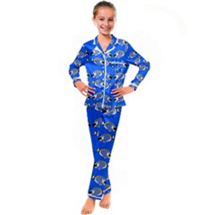 Powder Blue Tang Print Kid s Satin Long Sleeve Pajamas Set by Kritter