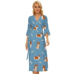 Cute Corgi Dogs Midsummer Wrap Dress by SychEva