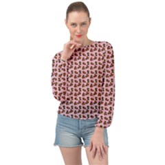 Cute Deer Pattern Pink Banded Bottom Chiffon Top by snowwhitegirl