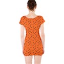 Halloween, Black bats pattern on orange Short Sleeve Bodycon Dress View2