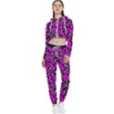 Pink and green leopard spots pattern Cropped Zip Up Lounge Set View1