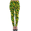 Yellow and green, neon leopard spots pattern Lightweight Velour Leggings View1