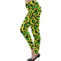 Yellow and green, neon leopard spots pattern Lightweight Velour Leggings View3