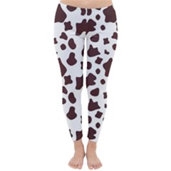 Brown Cow Spots Pattern, Animal Fur Print Classic Winter Leggings by Casemiro