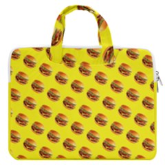 Vector Burgers, Fast Food Sandwitch Pattern At Yellow Macbook Pro Double Pocket Laptop Bag (large) by Casemiro