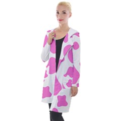 Pink Cow Spots, Large Version, Animal Fur Print In Pastel Colors Hooded Pocket Cardigan by Casemiro